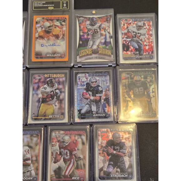 Topps Chrome Football 2024 Card Lot 14 Legends Aikman Bettis Rice Grogan Watt - Picture 4 of 4